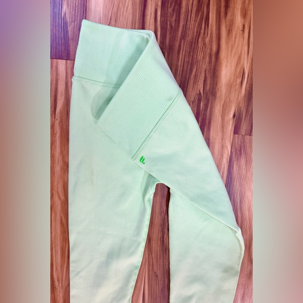 Fabletics Ribbed High Rise Melon Green Leggings - Picture 3 of 5